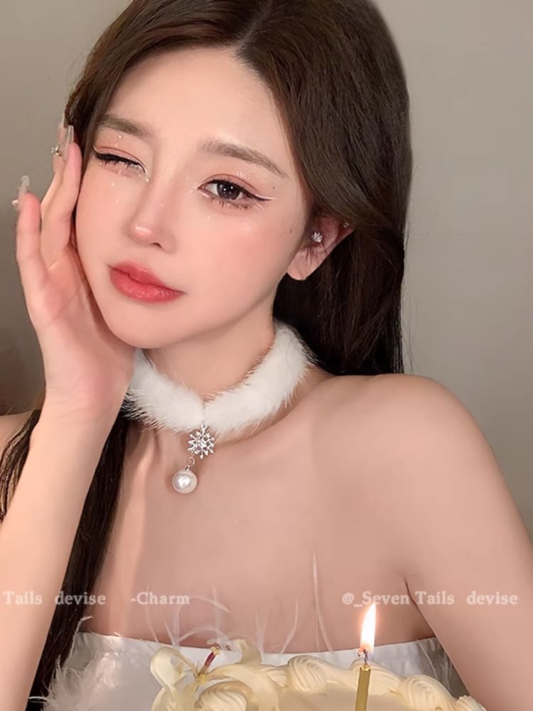 Tree Earring Chandelier Fluffy Choker / Drop Christmas Set Bracelet Snowflake