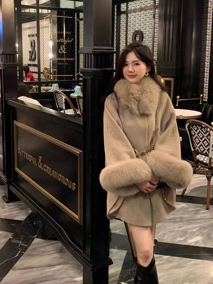 Faux Fur Collar Woolen Coat