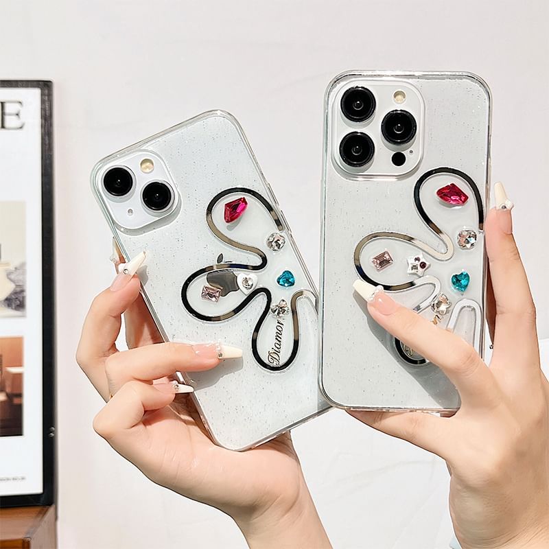 Rhinestone Phone Case Floral