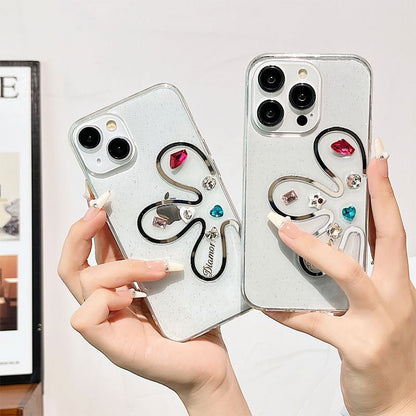 Rhinestone Phone Case Floral