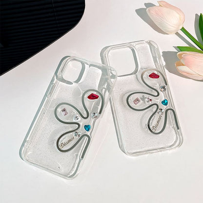Rhinestone Phone Case Floral