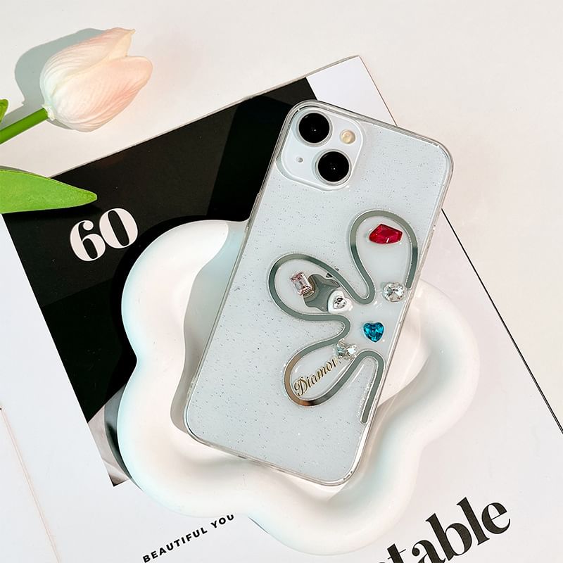 Rhinestone Phone Case Floral