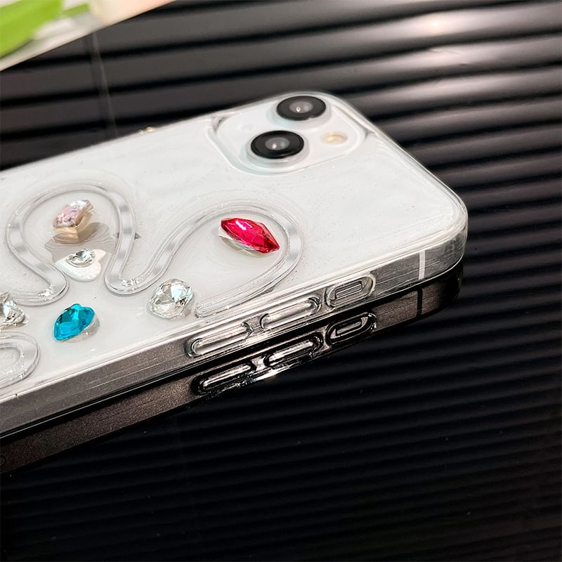 Rhinestone Phone Case Floral