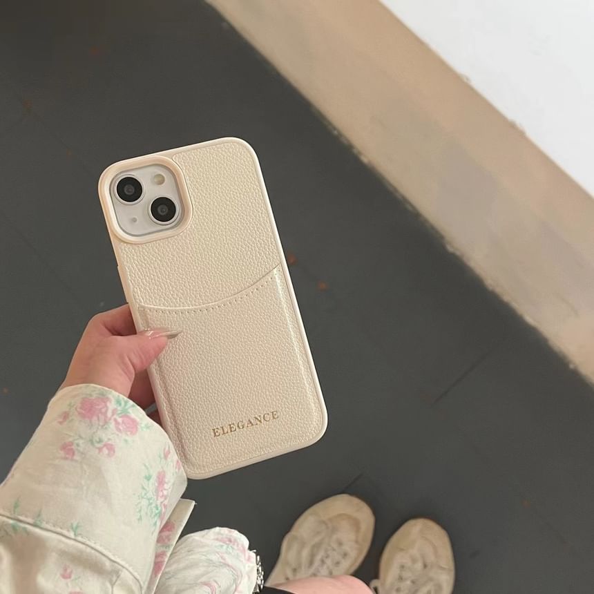 Card Case Lettering Leather Phone Holder Faux