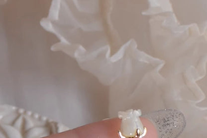 Rose Alloy Earring Stud Rhinestone Heart Asymmetrical