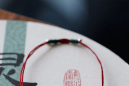 String Agate Sterling Silver Bead Bracelet