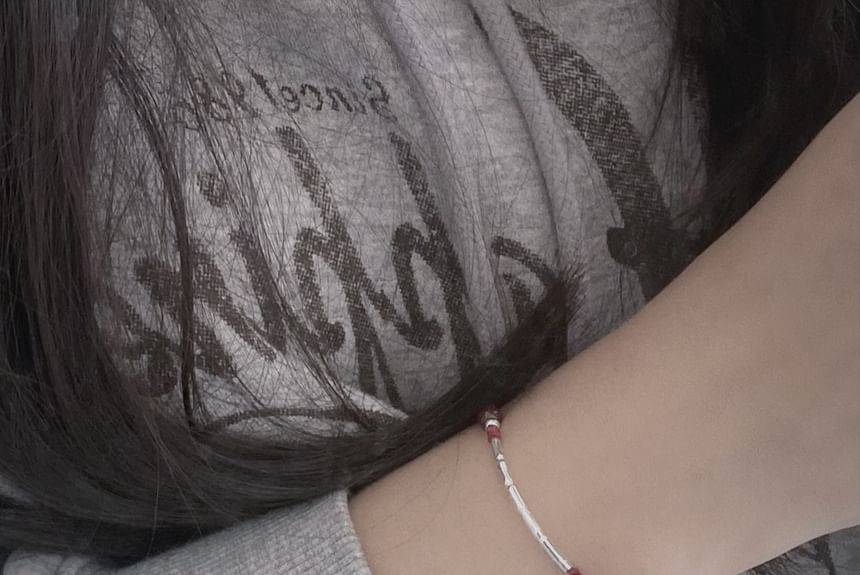 String Agate Sterling Silver Bead Bracelet