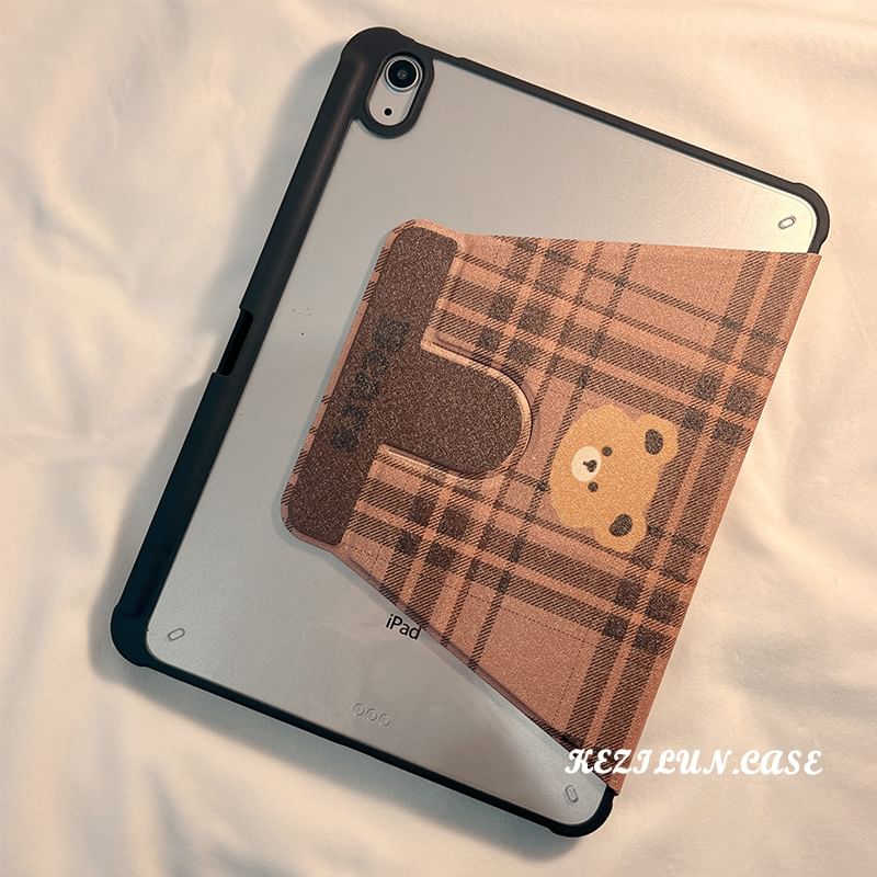 Case iPad Bear Plaid