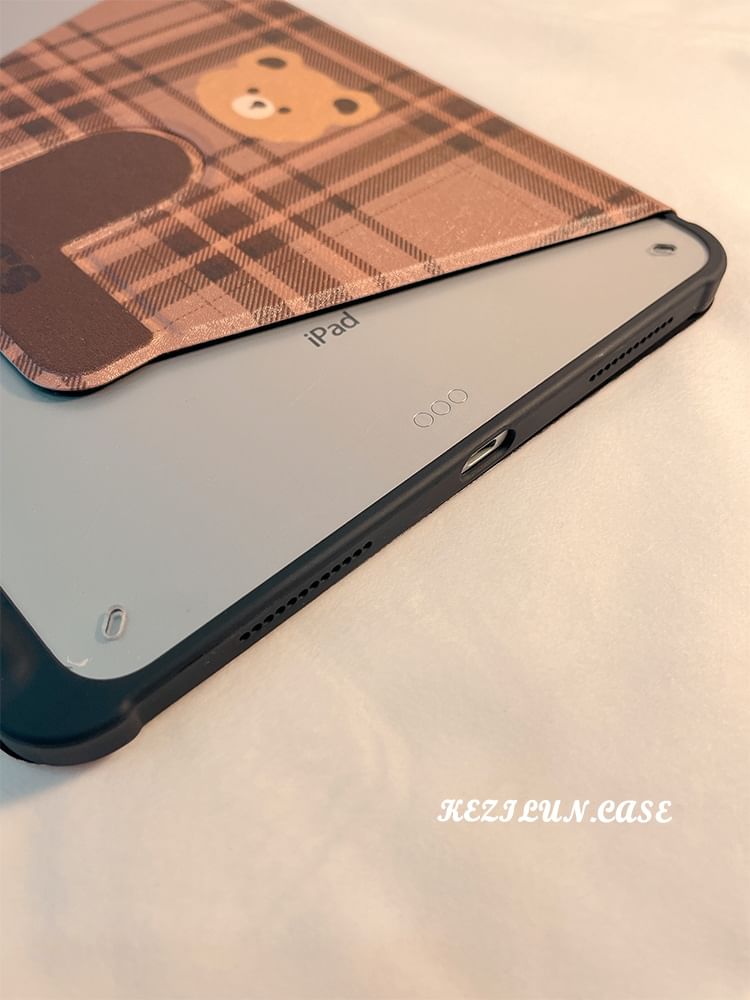 Case iPad Bear Plaid