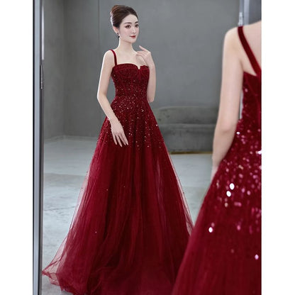 Sequin Mesh A-Line Evening Gown