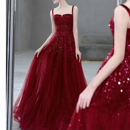 Sequin Mesh A-Line Evening Gown