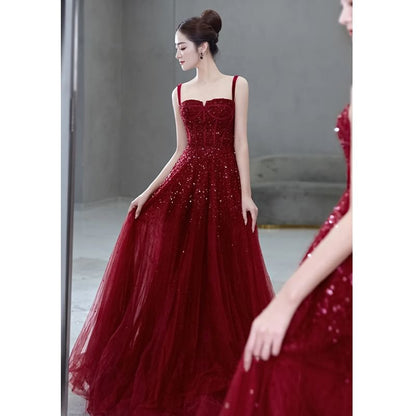 Sequin Mesh A-Line Evening Gown