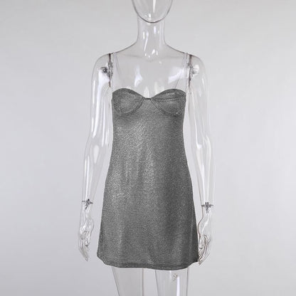 Rhinestone Glitter Open Back Mini Bodycon Dress