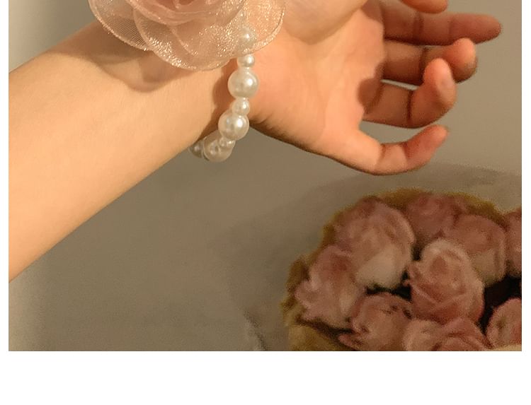 (Various / Designs) Tie Scrunchie Hair Pearl Clip Mesh Rose Faux