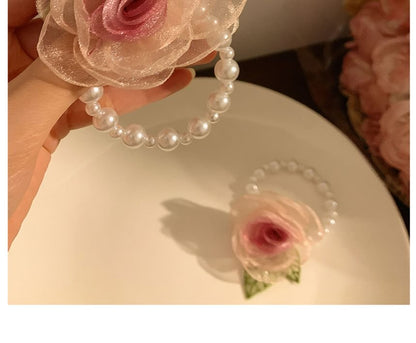 (Various / Designs) Tie Scrunchie Hair Pearl Clip Mesh Rose Faux