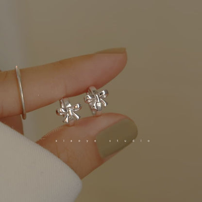 Silver Huggie Earring Bow Sterling