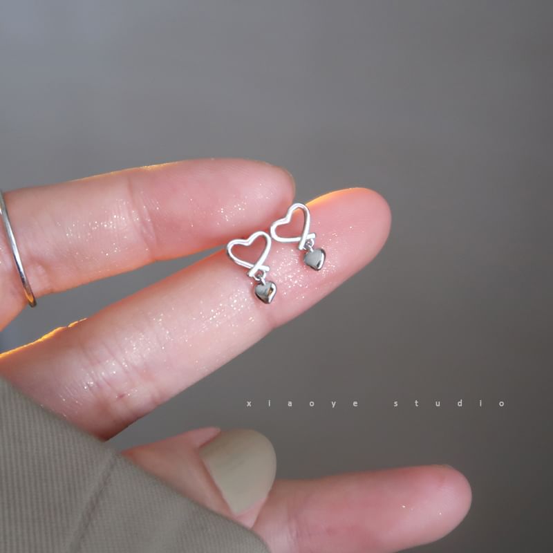 Earring Sterling Drop Silver Heart