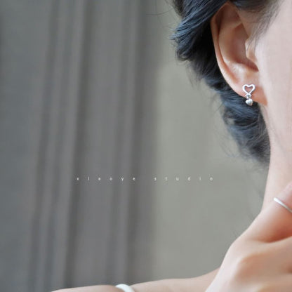 Earring Sterling Drop Silver Heart