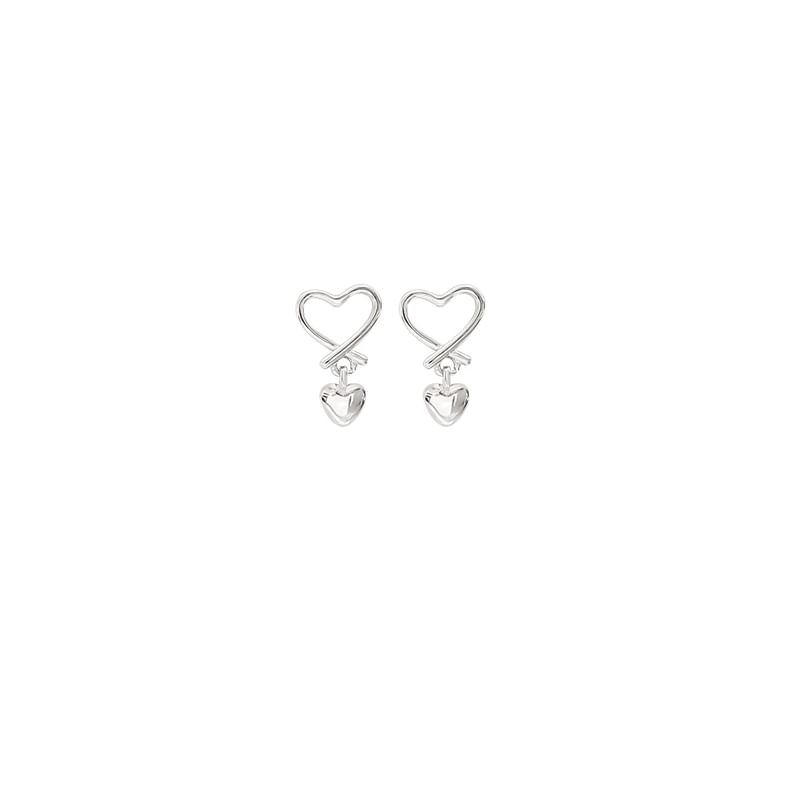 Earring Sterling Drop Silver Heart