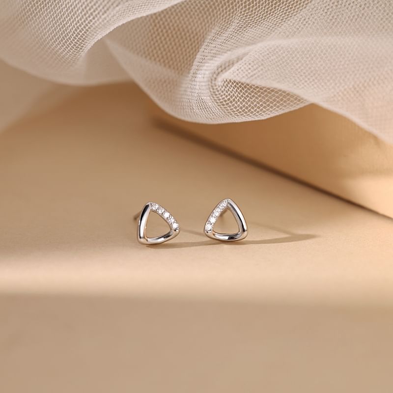 Geometric Earring Silver Rhinestone Designs) (Various Sterling Stud