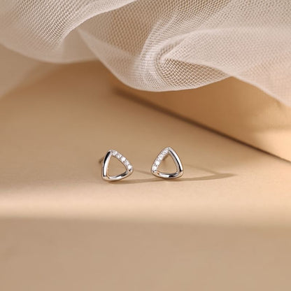 Geometric Earring Silver Rhinestone Designs) (Various Sterling Stud