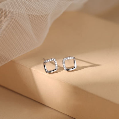 Geometric Earring Silver Rhinestone Designs) (Various Sterling Stud