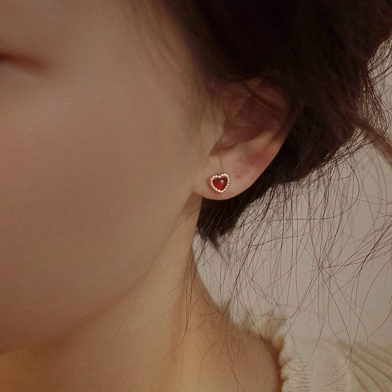 Heart Silver Sterling Stud Earring