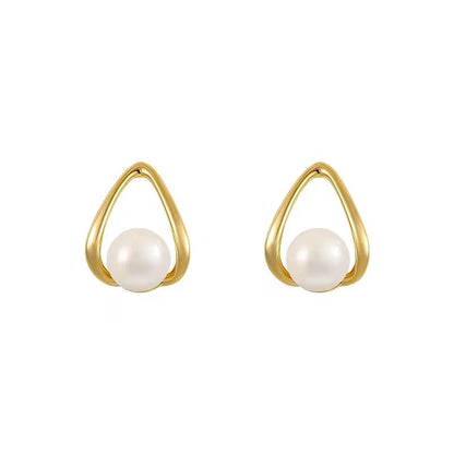 Sterling Faux Stud Earring Silver Pearl