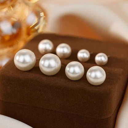 Earring Faux Stud Sterling Pearl Silver