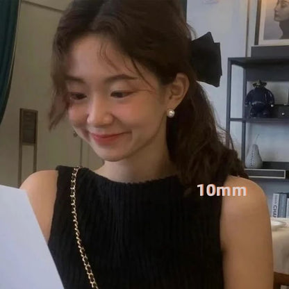 Earring Faux Stud Sterling Pearl Silver