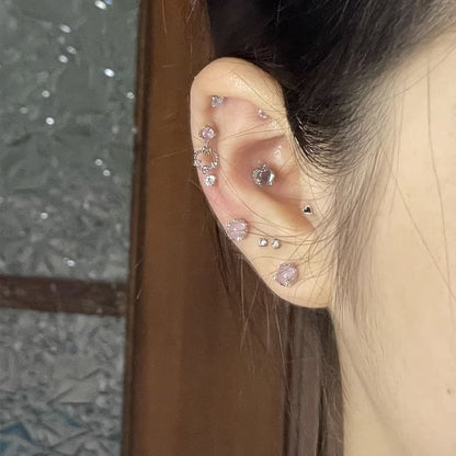 Faux Barbell Gemstone Silver Sterling Earring