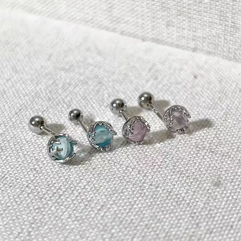 Faux Barbell Gemstone Silver Sterling Earring