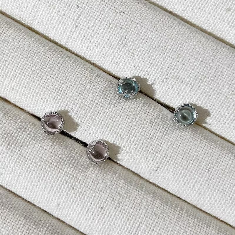Faux Barbell Gemstone Silver Sterling Earring