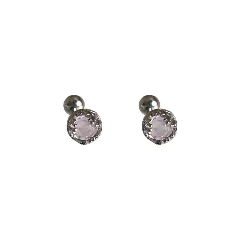 Faux Barbell Gemstone Silver Sterling Earring