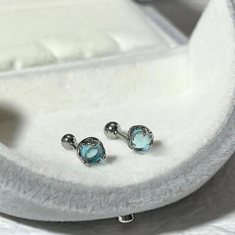 Faux Barbell Gemstone Silver Sterling Earring