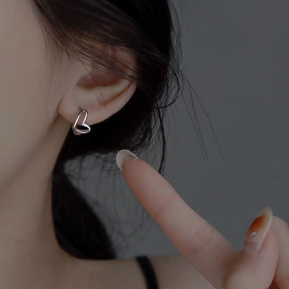 Earring Silver Sterling Heart Huggie