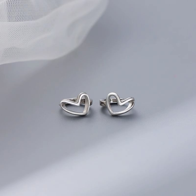 Earring Silver Sterling Heart Huggie