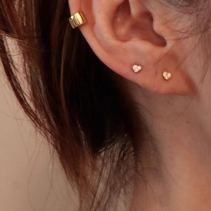 Barbell Rhinestone Earring Silver Heart Sterling