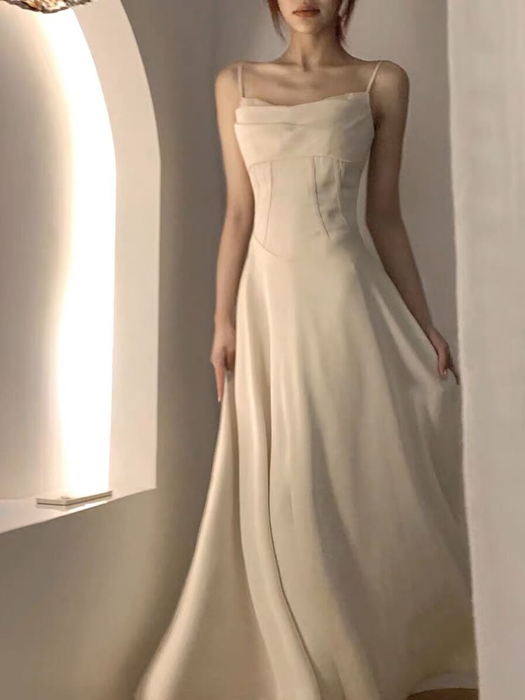 Shirred A-Line Maxi Dress