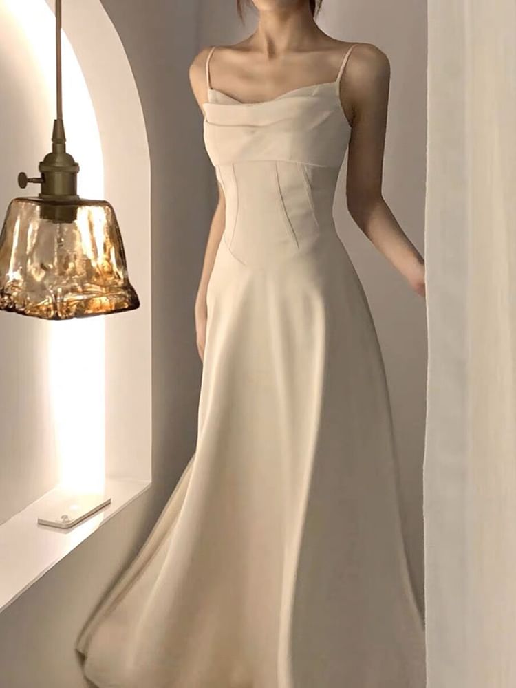 Shirred A-Line Maxi Dress