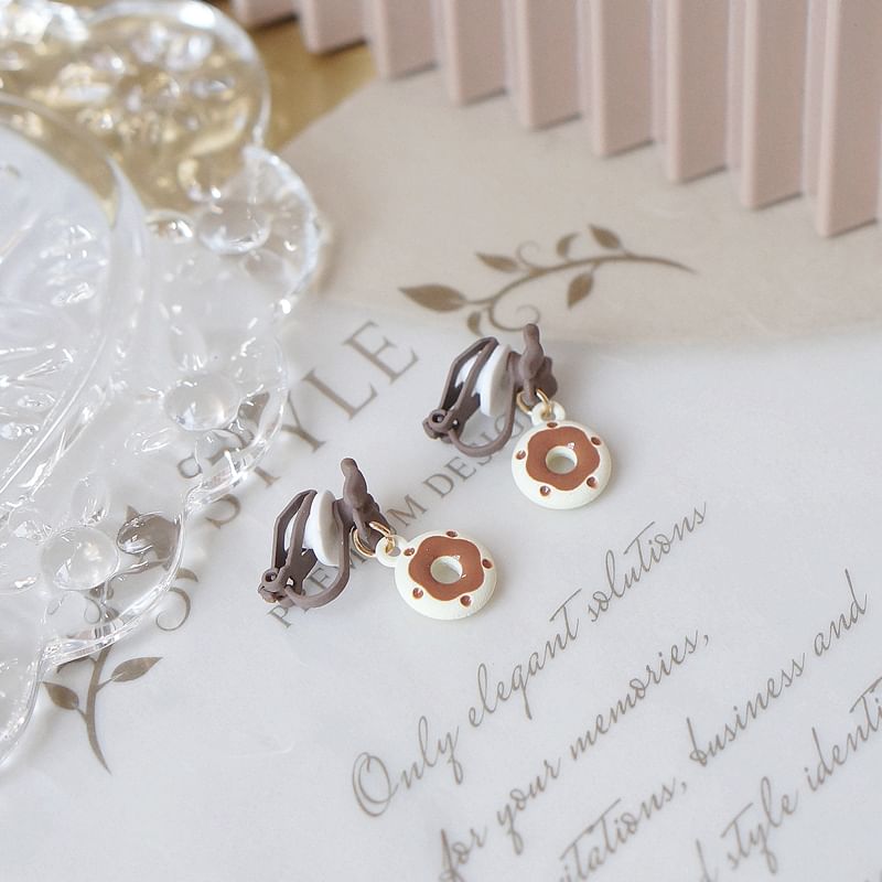 / Alloy Donut Earring Drop Cheese