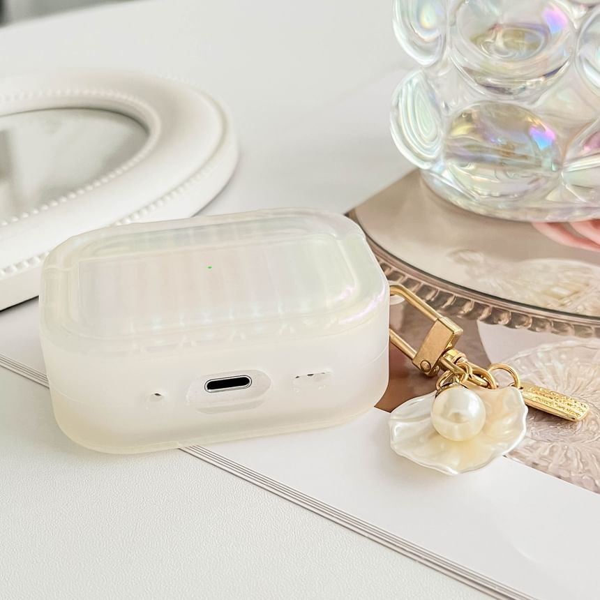 Pro / Case White With Stripe Shell Texture Skin Earphone Charm AirPods Pearl