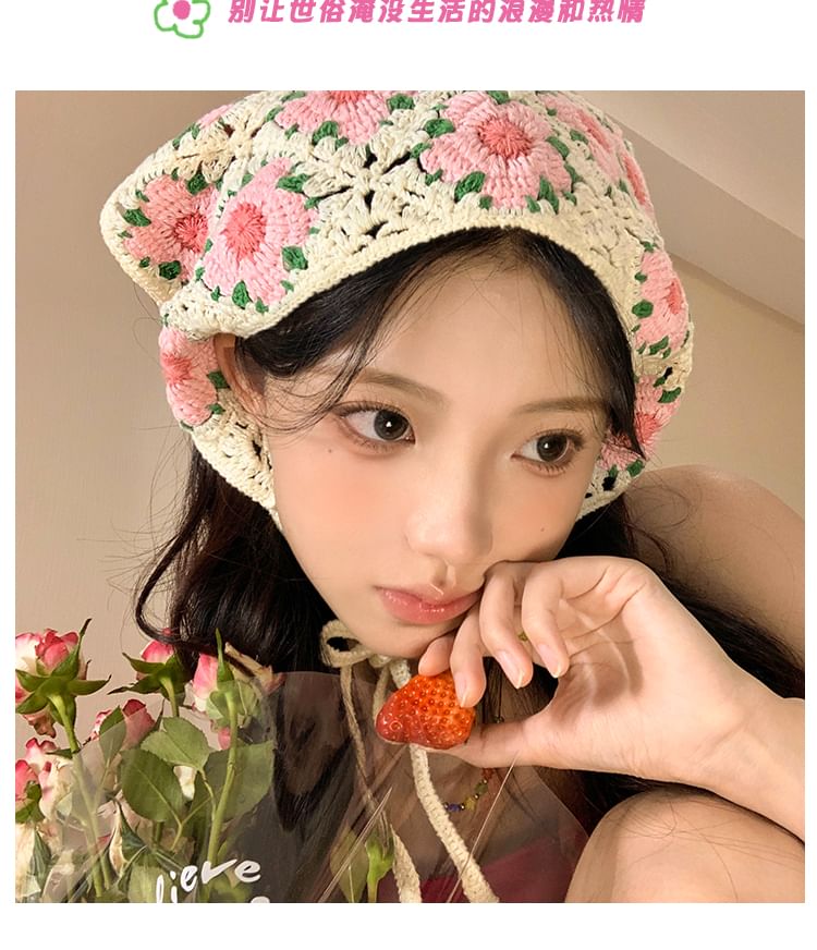 Floral Lace Crochet Scarf