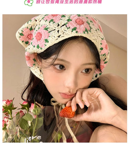 Floral Lace Crochet Scarf