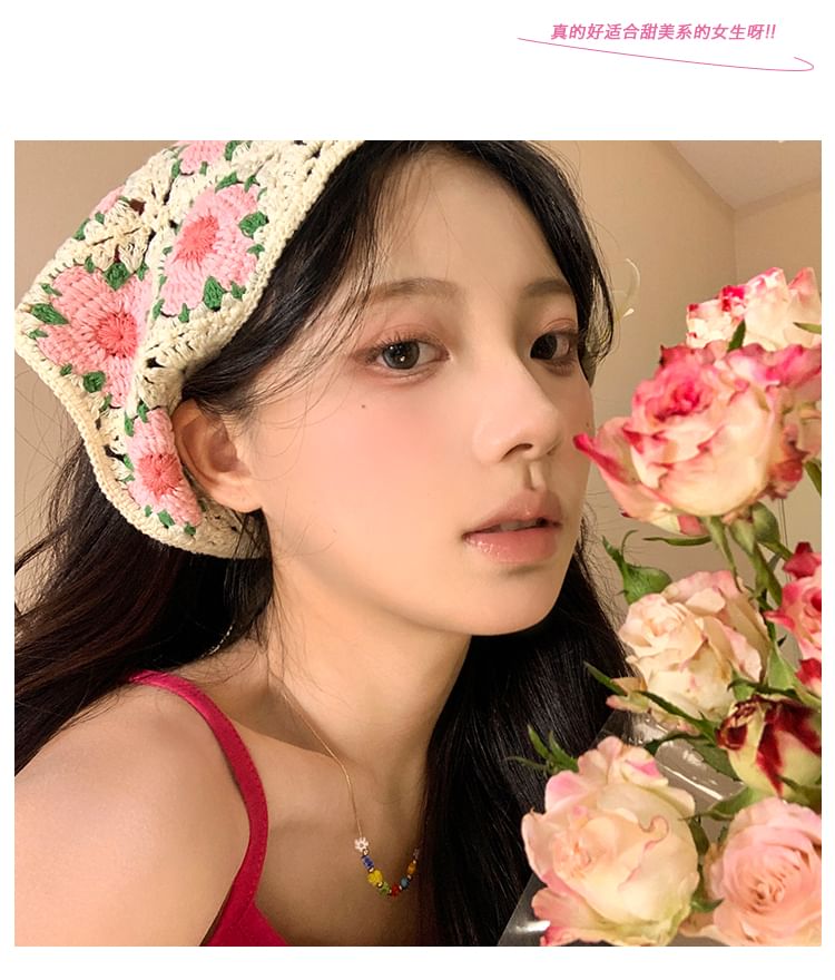 Floral Lace Crochet Scarf