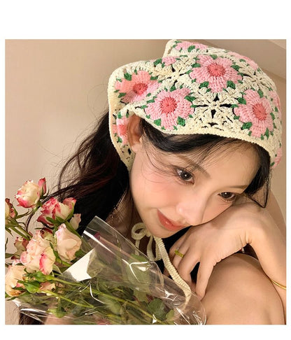 Floral Lace Crochet Scarf