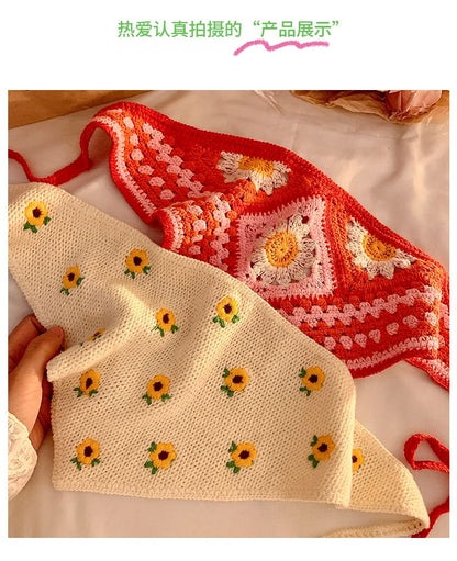 Floral Lace Crochet Scarf