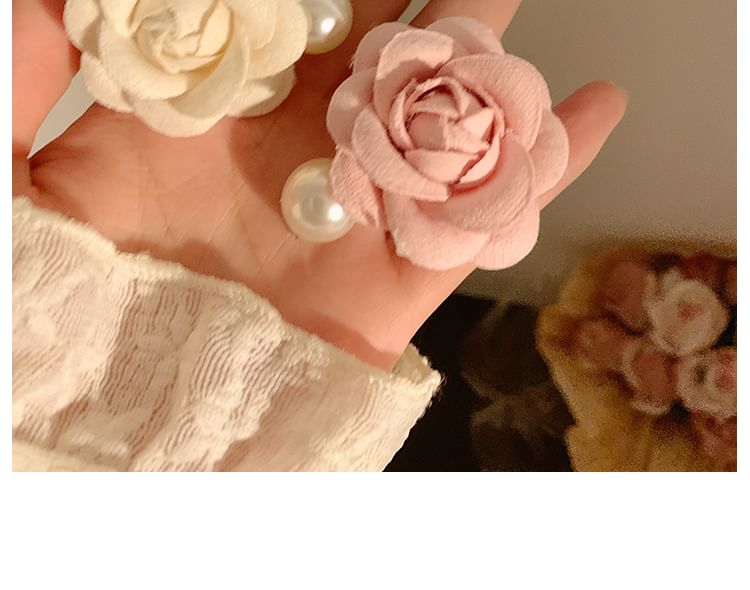 Faux Fabric Pearl Clip Hair Floral