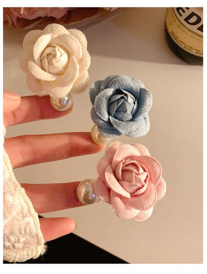 Faux Fabric Pearl Clip Hair Floral