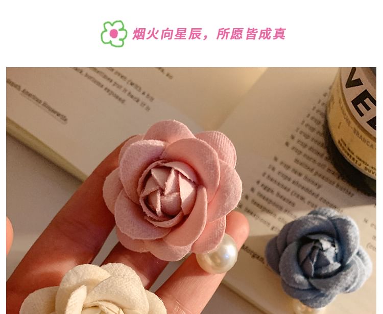 Faux Fabric Pearl Clip Hair Floral